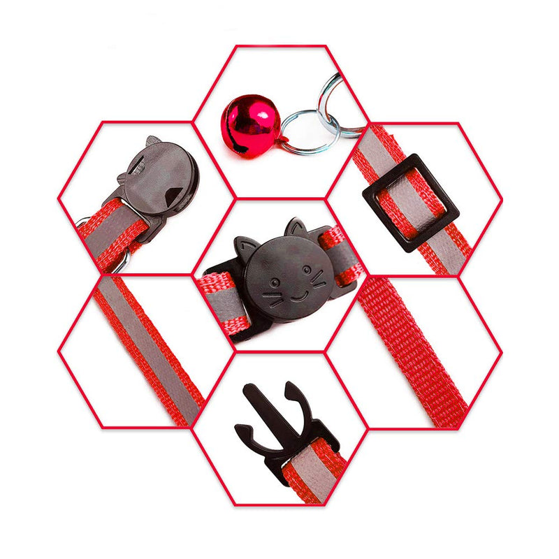 D-buy Cat Collars, Cat Collars with Bell, Breakaway Cat Collars, Reflective Cat Collars, Nylon Cat Collars with Bell, Collars for Cats, Collars for Puppies Set of 4 Colors - PawsPlanet Australia