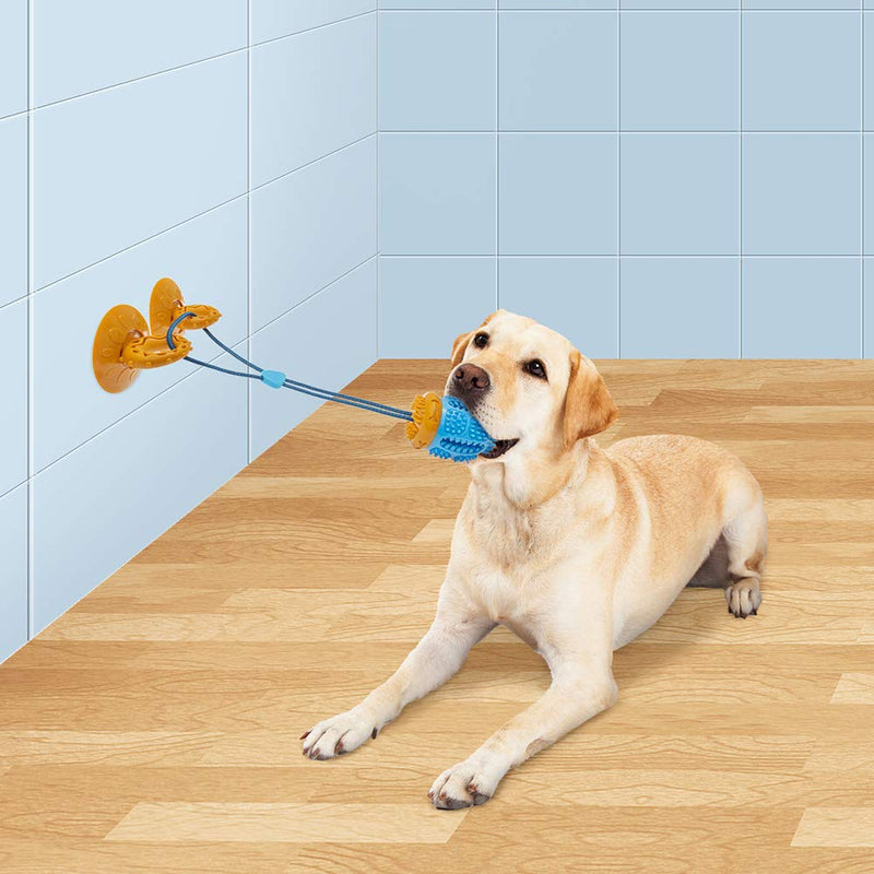 PUPTECK Durable Dog Chew Toy for Small Medium Dogs Puppies, Suction Cup Dog Toy to Floor Wall, Interactive Tug of War Toy - PawsPlanet Australia