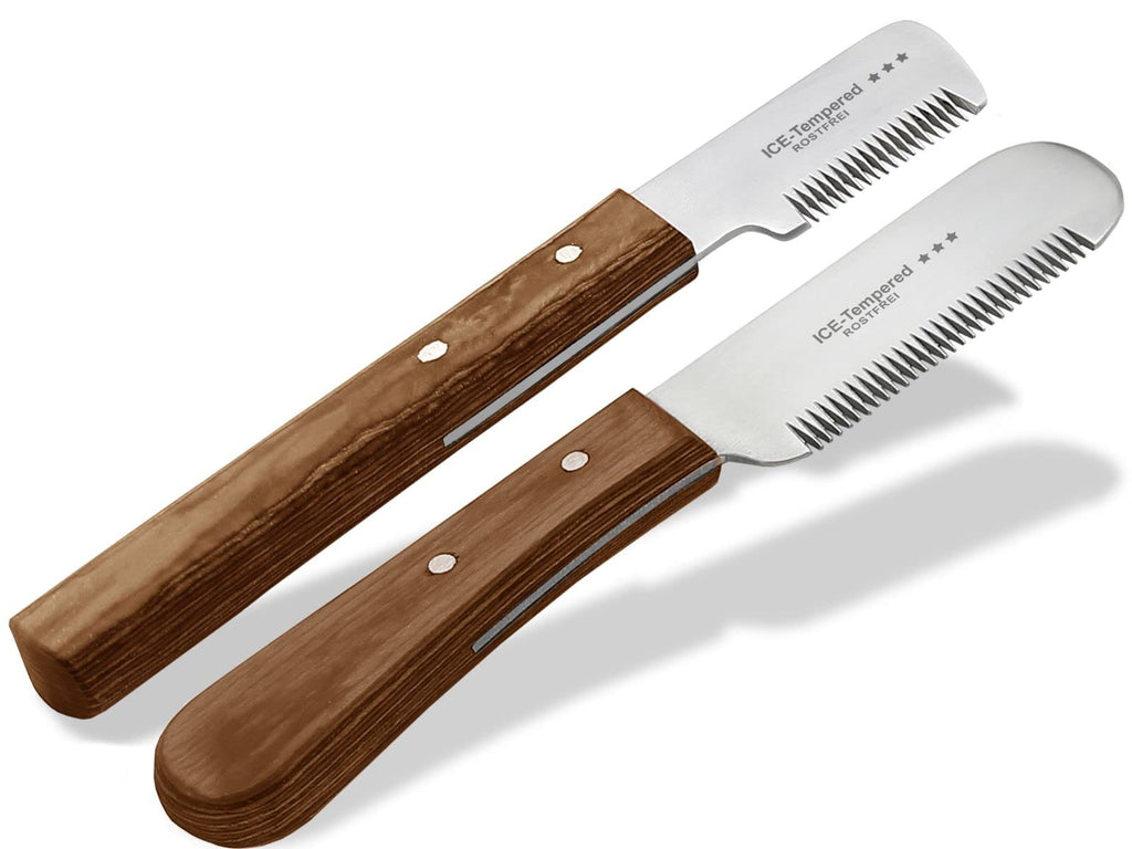 Trimming knife set for dogs and cats with fine and medium teeth, 2-piece grooming comb for dog fur, undercoat, fur knife, dog scissors, stainless steel knife, brand quality for long hair and short hair - PawsPlanet Australia