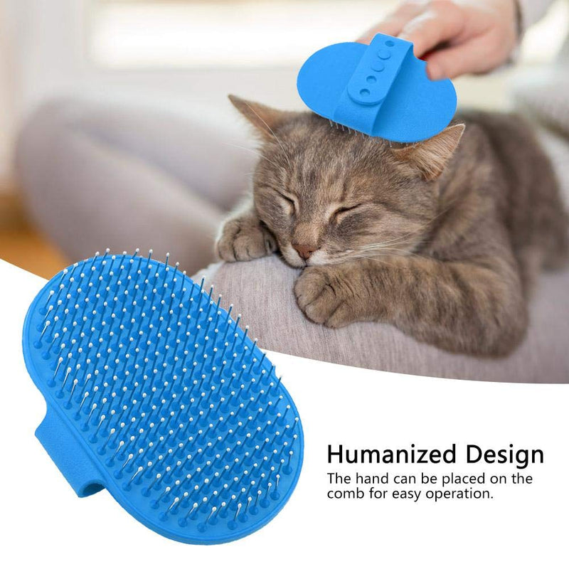 Silicone Pet Brush Pet Massage Bath Shampoo Brush Dogs Cats Cleaning Massage Comb Round Head Teeth Grooming Brushes for Long & Short Hair(Blue) Blue - PawsPlanet Australia