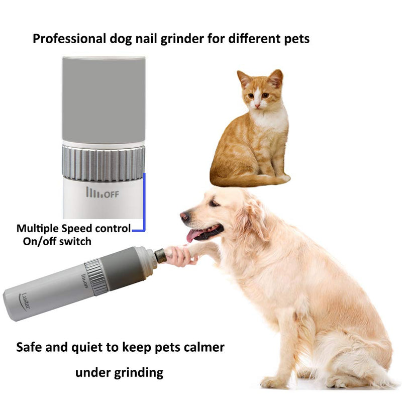 [Australia] - Lustar Dog Nail Grinder Clippers-Electric Dog Nail File with 20h Working Time-Rechargeable Stepless Speed Dog Nail Trimmer, Quiet Pet Nail Grinder Paws Grooming for Large Medium Small Dogs Cats 