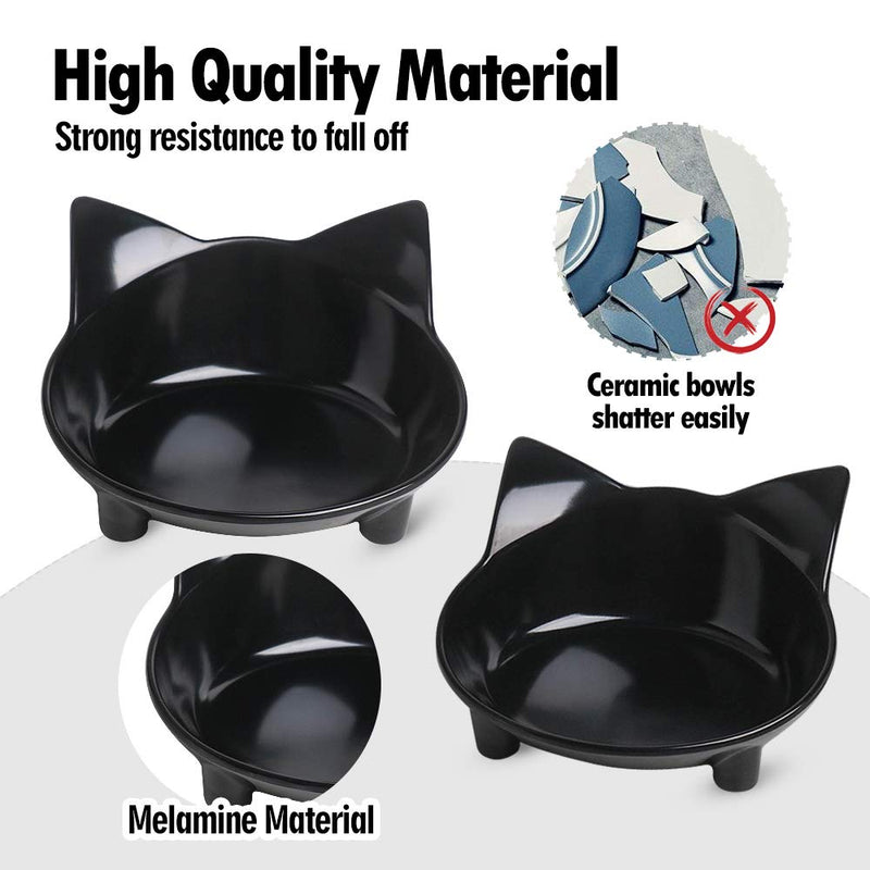 Cat Bowls Cat Food Bowl Non Slip Pet Bowl Shallow Cat Water Bowl to Stress Relief of Whisker Fatigue,Dog Bowl Dish Cat Feeding Wide Bowls for Puppy Cats Small Animals(Safe Food-Grade Material) 3Black+White+Gray - PawsPlanet Australia