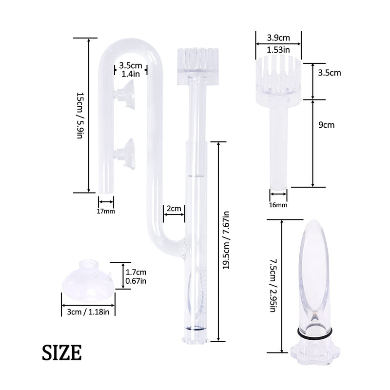 Swess 17mm Glass Lily Pipe Inflow Pipe, 17mm Glass Aquatic Inflow Lily Pipe with Surface Skimmer for Aquarium Planted Tank - PawsPlanet Australia