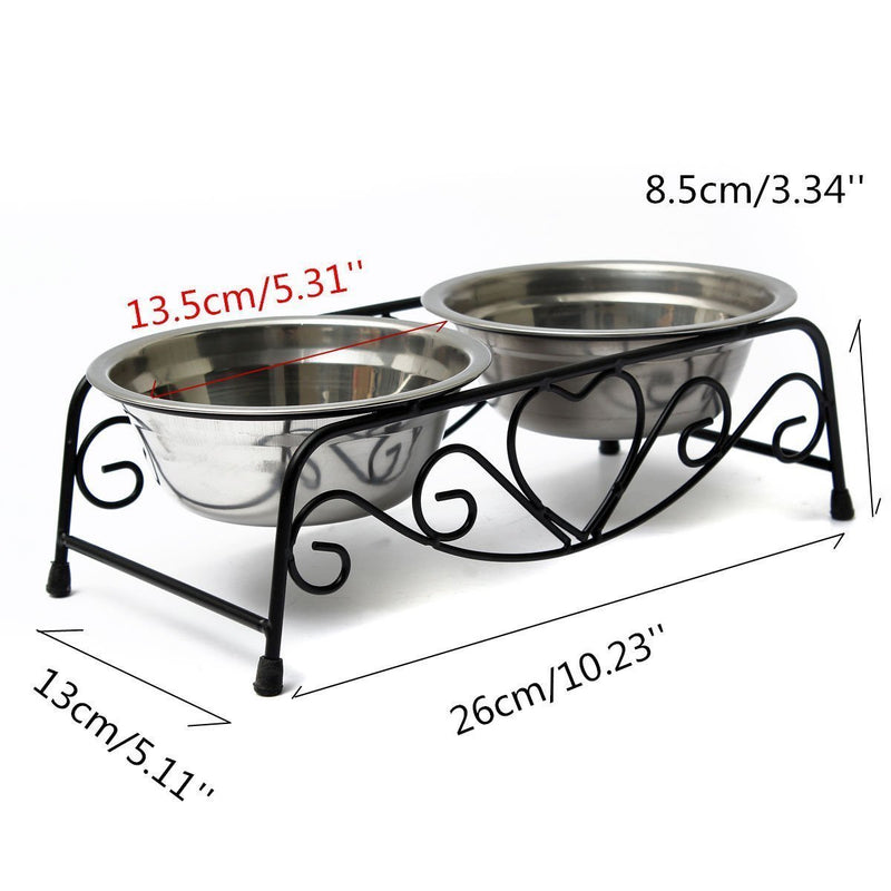 ZJchao Stainless Steel Double Set Dog Bowl with Bowl Stand and 2 Dog Bowls Water Bowl and Feeding Bowl for Cats Dogs Pets - PawsPlanet Australia