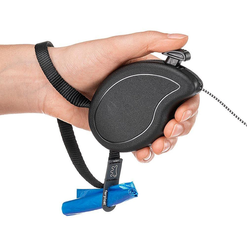 Ferplast dog leash roll-up leash dogs FLIPPY ONE MINI, cat leash extendable webbing, 3 m, max. 8 kg, black small - PawsPlanet Australia