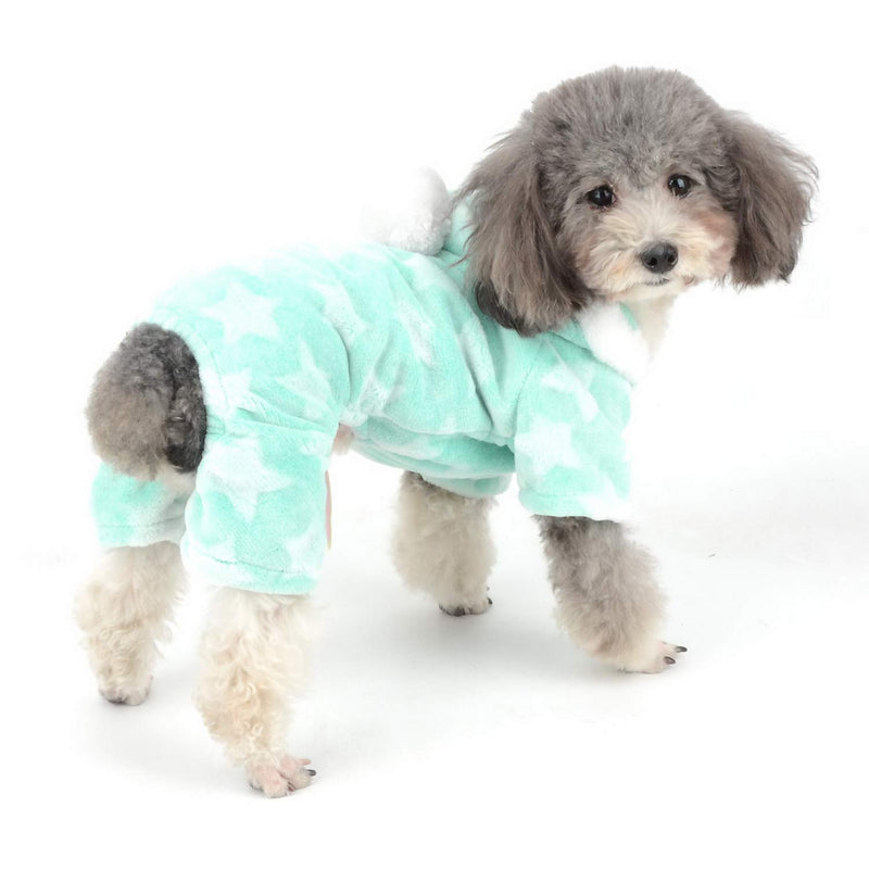 Zunea Small Dog Pyjamas Jumpsuit Puppy Hoodie Coat Clothes for Dogs Girls Boys Winter Warm Pajamas Outfits Soft Cotton Pet Overall Apparel Green XXL(Pls Check the Size of Chest and Back Before Order) mini XXL (Chest:52cm, Back:40cm) - PawsPlanet Australia