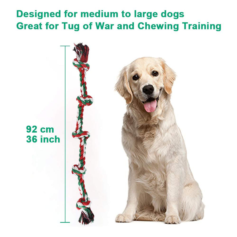 RIO Direct Dog Rope Toys for Strong Large Dogs, XXL 36inch Sturdy 5-Knots Rope Tug for Aggressive Chewers, Interactive Tug of War Rope Chew Training Toys for Large Breeds Dogs Teeth Cleaning - PawsPlanet Australia