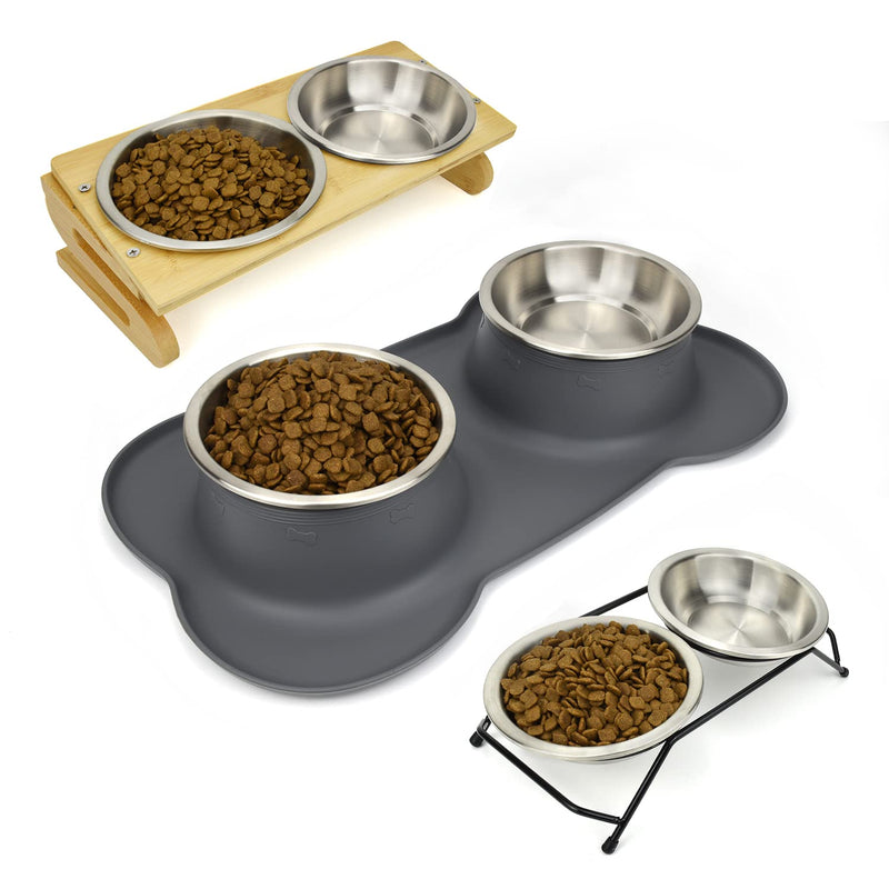BiteKing Stainless Steel Cat Bowls, Whisker Fatigue Relief Cat Food Dish, Metal Shallow Wide Large Replacement Plate for Dog and Pet, Ideal for Raised Elevated Pet Feeding Station Stand 2 Pack 1¼ Cup/10 oz ea. - PawsPlanet Australia