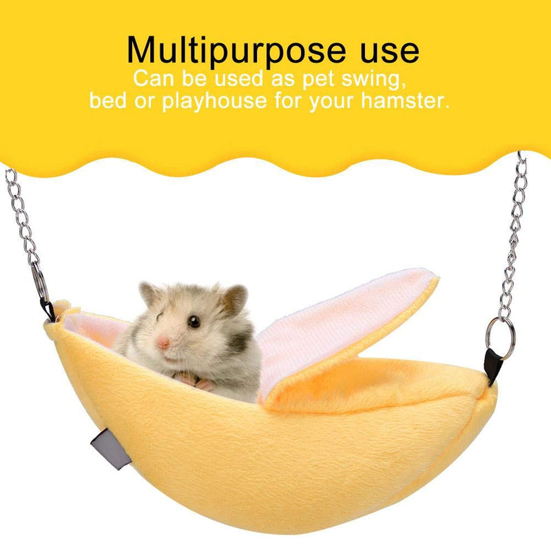 Zerodis Banana-Shaped Hamster Nest Soft Warm Bird Cage Animals Bed Hanging Swing Cave Nest Hanging Cages House Tent (Yellow) yellow - PawsPlanet Australia