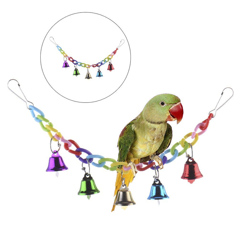 [Australia] - Hypeety Bird Parrot Ringer Bells Toy Colourful Hanging Swing Bridge Ladder Pet Hamster Parrot Acrylic Chew Perch Metal Bell Birds Toy Lovebird Cage Accessories Swing Acrylic Chew Toy 