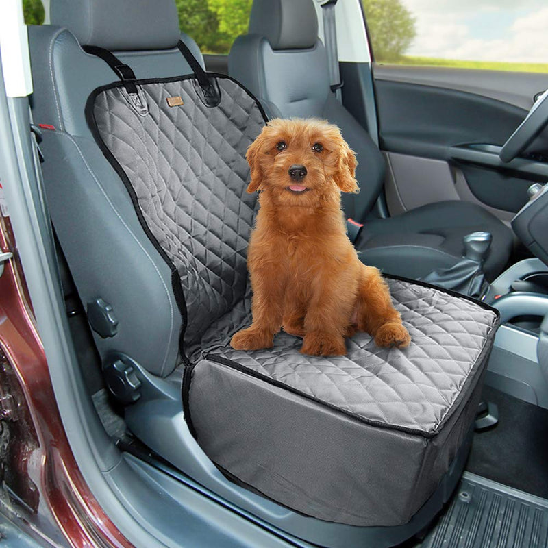 Laelr 2 in 1 Dog Car Seat Covers, Waterproof Pet Booster Seat Thick Pet Fold Down Flaps for Full Front Car Seat Coverage, Travel Vehicle Non Slip Car Dog Seat Cover for Back Front Seat Carrier Bag - PawsPlanet Australia