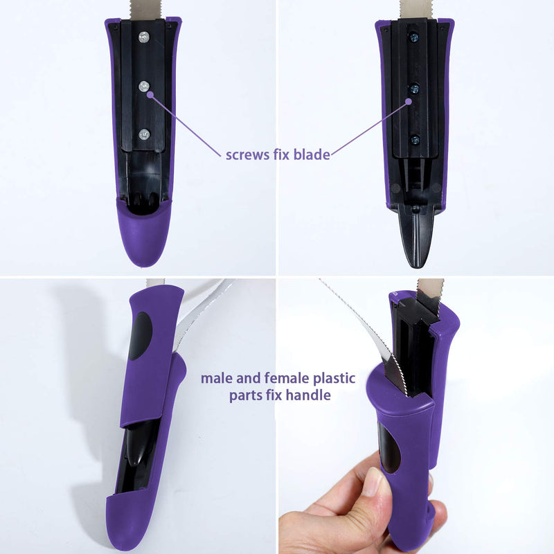 BOTH WINNERS Dual-Sided Shedding Blade with Stainless Steel Blade, De-Shedding Tool for All Dogs with Soft Touch Grip Handle(PURPLE) purple - PawsPlanet Australia