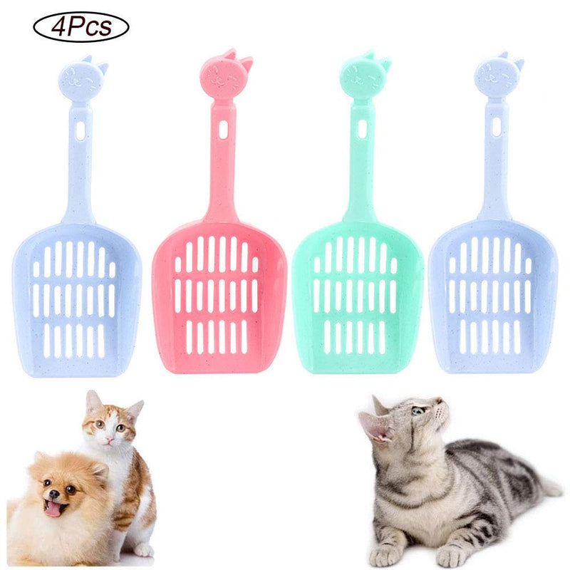 EIKLNN 4 Pieces Cat Litter Cleaning Tool, Plastic Pet Litter Scoops, Durable Cat Sand Sifter Shovel, Fit for Most Kind of Cat Poop and Litter (Random Color) - PawsPlanet Australia