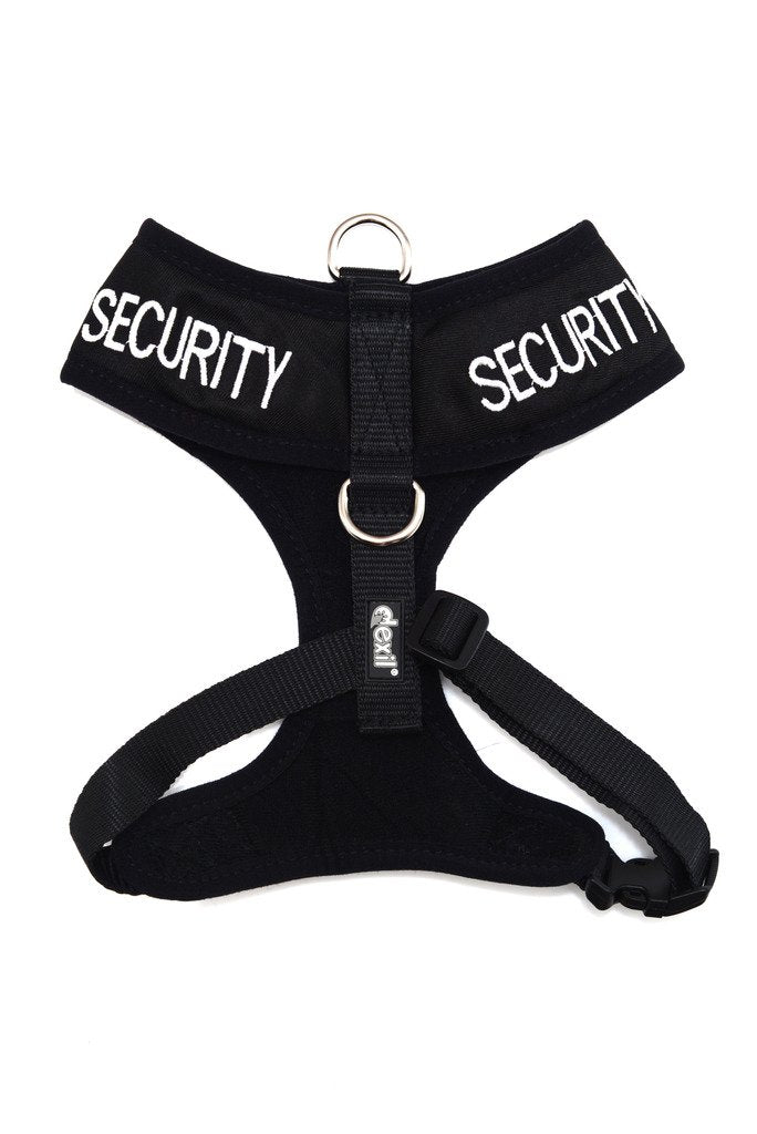 [Australia] - Dexil Limited Security Black Color Coded Non-Pull Front and Back D Ring Padded and Waterproof Vest Dog Harness Prevents Accidents by Warning Others of Your Dog in Advance Large Harness 22-32inch Chest 