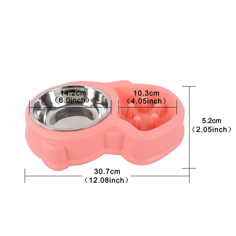 [Australia] - Sukeous Multi Functions Slow Feeder Anti-Mite Bowl Water Bowl for Puppy Dogs and Kitten Cats Pink 