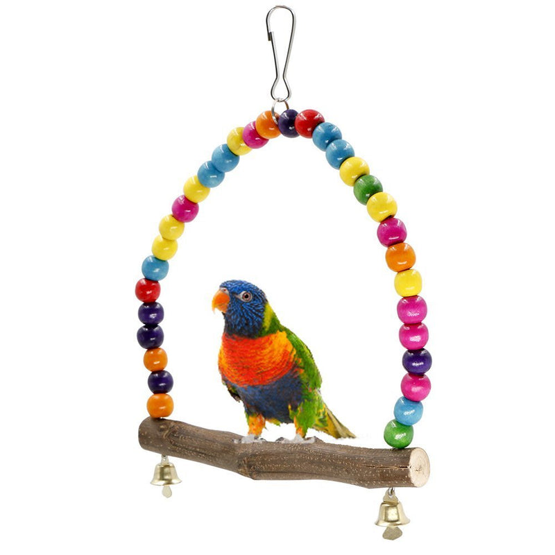 Rabi Bird Swings, Wooden Budgie Toys Pet Bird Cage Hammock Swing Hanging Toy for Parakeets Cockatiels, Conures, Macaws, Parrots, Love Birds, Finches (Bird Swings) - PawsPlanet Australia