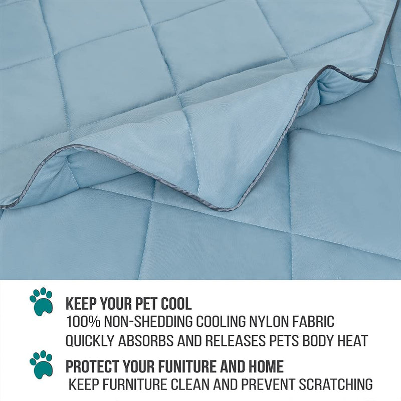 PetAmi Premium Cooling Dog Blanket | Lightweight Fluffy Pet Throw Blanket Bed Cover for Dogs, Cat, Puppies | Pet Blanket Furniture Protector for Bed Couch Sofa | Reversible Fuzzy Microfiber Medium (29x40) Dusty Blue - PawsPlanet Australia