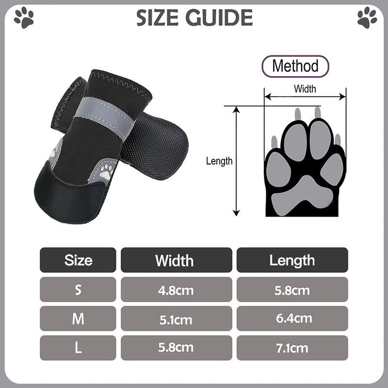 BINGPET Waterproof Dog Boots Dog Shoes - 2 Pairs Reliable Paw Protector with Reflective Straps, Anti-slip Dog Boots for Indoor & Outdoor Small and Medium Dogs, Puppies Black - PawsPlanet Australia