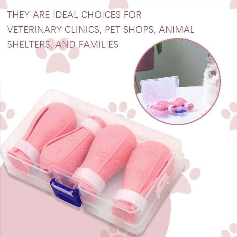 AAED Pack of 4 anti-scratch boots, cat shoes, anti-scratch cat shoes, adjustable cat foot covers, for pet care, bathing, shaving, examining and treating cats (pink). - PawsPlanet Australia