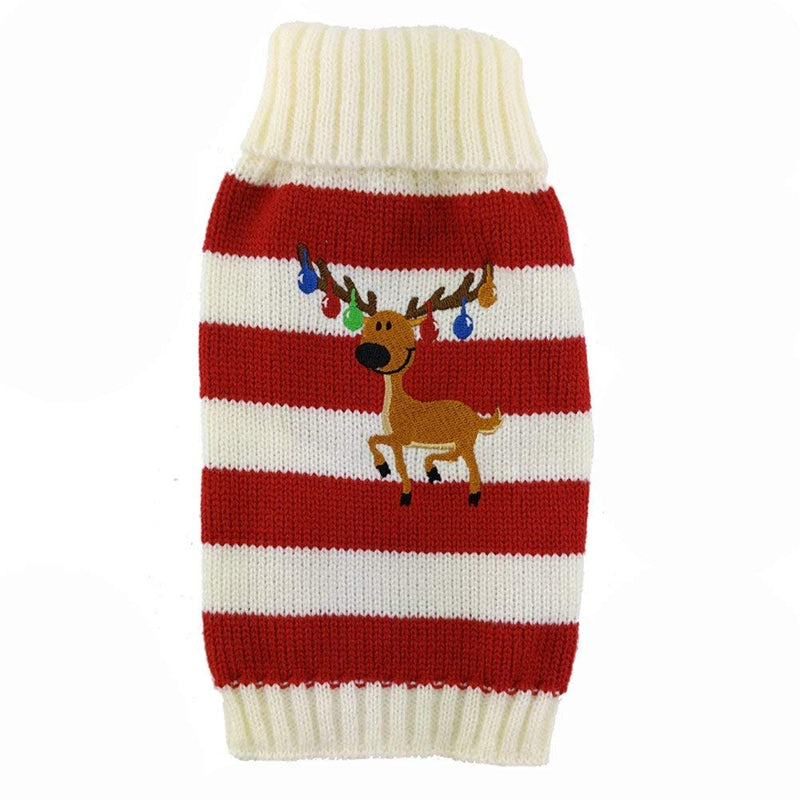 Delifur Dog Christmas Reindeer Sweater Pet Winter Elk Bells Sweaters for Small Dog and Cat M Red - PawsPlanet Australia