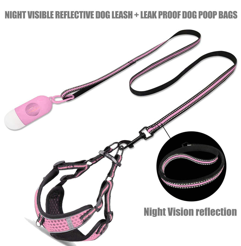 Btromeshy Step-in Dog Harness,Small Dog Harness and Leash Set,Adjustable 3M Reflective Pet Dog Vest for Puppy,Soft Air Mesh Step-in Harness for Small Medium Breed XS(Chest:16.9-20.9") Pink - PawsPlanet Australia