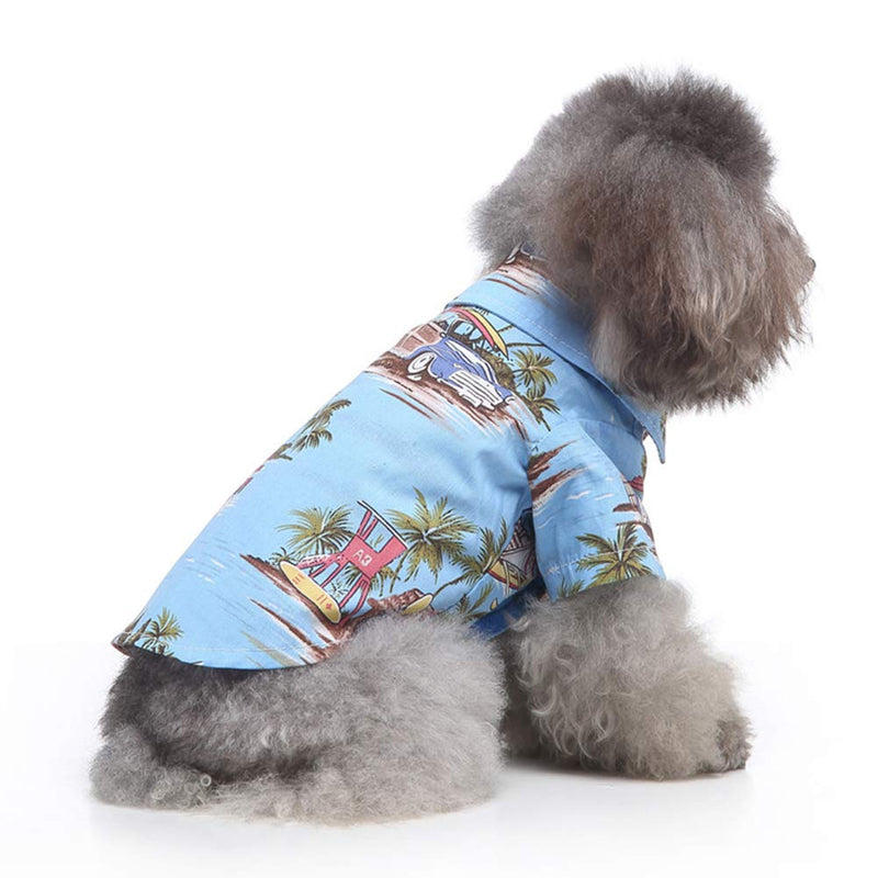 Tangpan Hawaiian Beach Coconut Tree Print Dog Shirt Summer Camp Shirt Clothes Medium Light Blue - PawsPlanet Australia