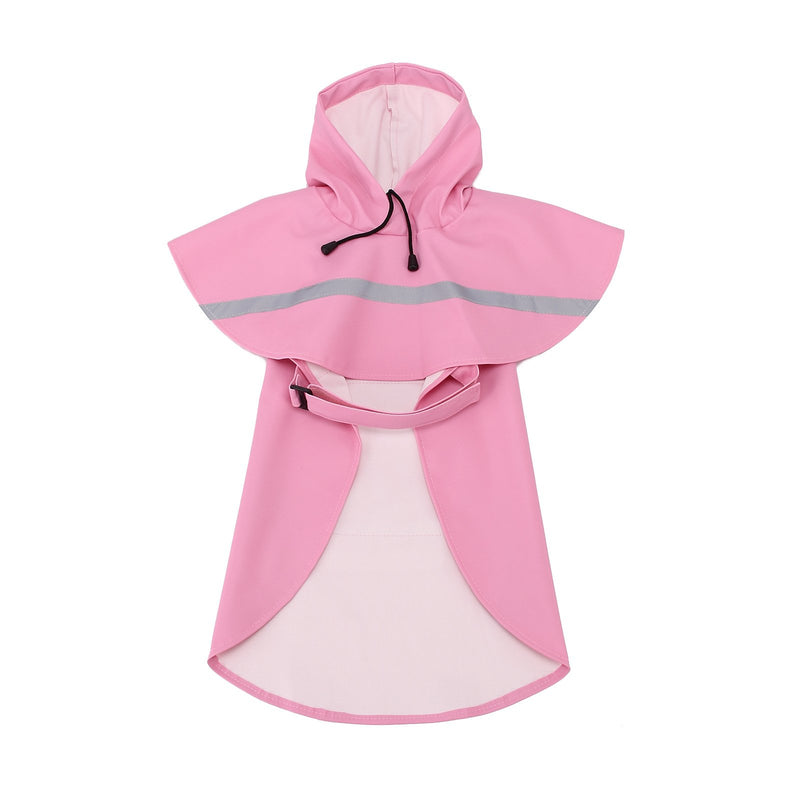OCSOSO® Pet Dog Slicker Raincoat Gear Brite Rain Jackets Dog Cat Hooded with Reflective Band Multi Color for Choice (Pink, XS Back: 10"(25cm)) XS Back: 10"(25cm) Pink - PawsPlanet Australia