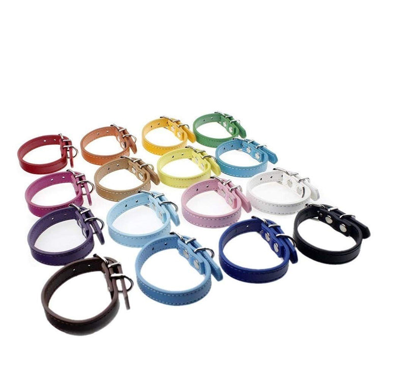 [Australia] - TenCloud Pet Collar Set of 12 or 16 Adjustable ID Collars Leather for Puppy Medium Large Breed Dogs Neck 6''~18'' S(Neck:6"~12") 