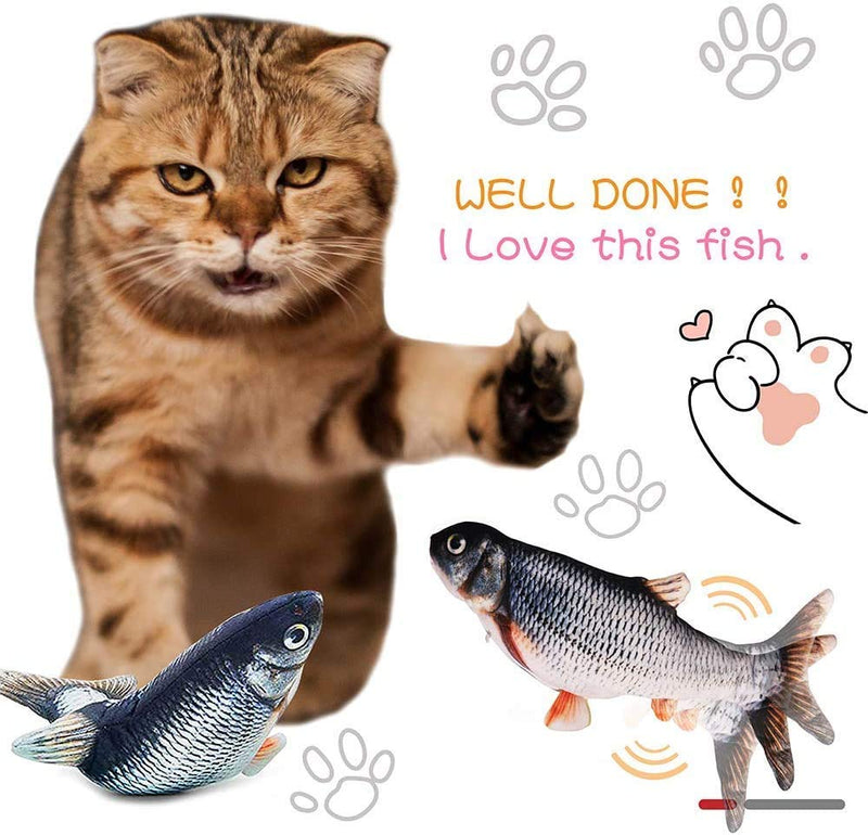 Floppy Fish Cat Toys, Catnip Dancing Fish Cat Toy Electric Interactive Toys for Indoor Cats and Dogs, Feather Wand Cat Toy, Plush Moving Fish Kitten Kicker Cat Toy for Kitty Puppy as Gifts - PawsPlanet Australia