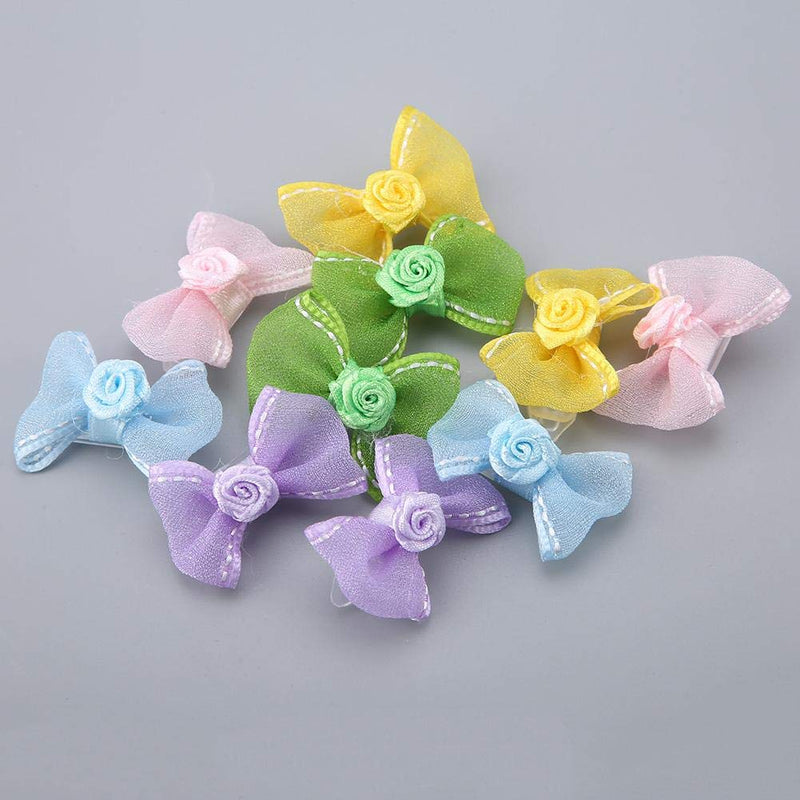 Sheens 10PCS Pet Hair Clip, Lovely Pets Hair Clips Bowknot Clip Hairpins Cats Dogs Hair Accessories with Clip Handmade Small Middle Hair Bows Topknot - PawsPlanet Australia