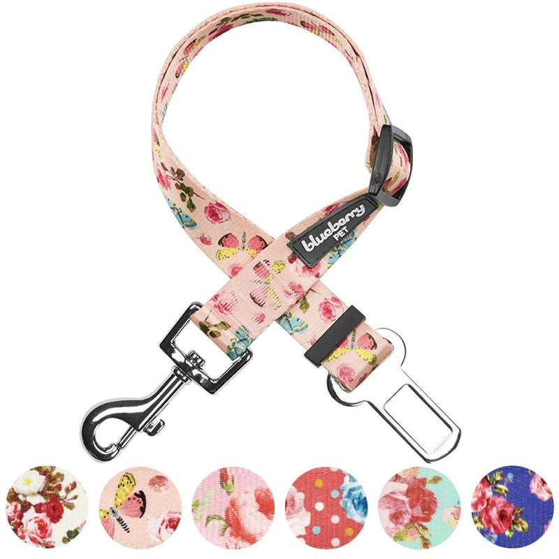 [Australia] - Blueberry Pet 20+ Patterns Spring Scent Floral Collection - Collars, Martingale Collars, Harnesses or Leashes for Dogs, Matching Lanyards for Pet Lovers, Personalized for Collars Pack of 1 Seatbelt - 1" * 16.5"-25.5" Pastel Pink 
