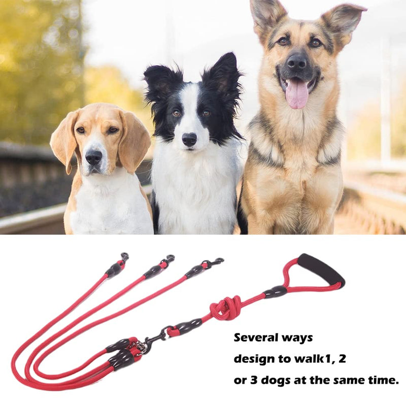 Dog leashes, 3-in-1 dog leash, with adjustable removable clutch, dog chain leash, anti-pull pet dog lead leash chain for one, two, three dogs, pet walking, hiking - PawsPlanet Australia