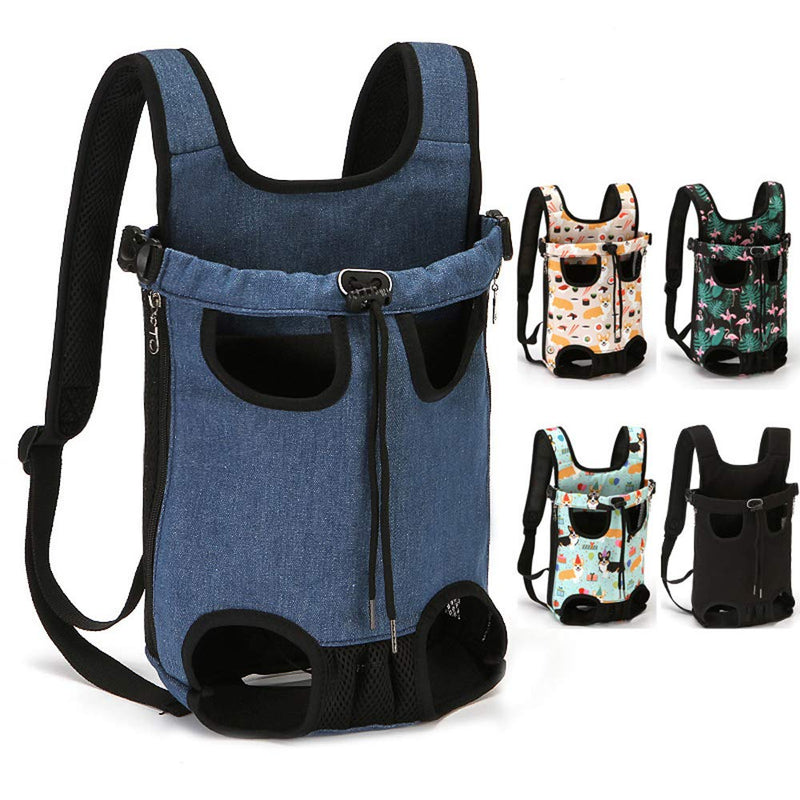 RC GearPro Pet Carrier Backpack, Adjustable Pet Front Cat Dog Carrier Backpack Travel Bag Canvas Chest Bag Outdoor Holder Bag for Small, Medium, Large Dogs Cats (M, Blue) M - PawsPlanet Australia