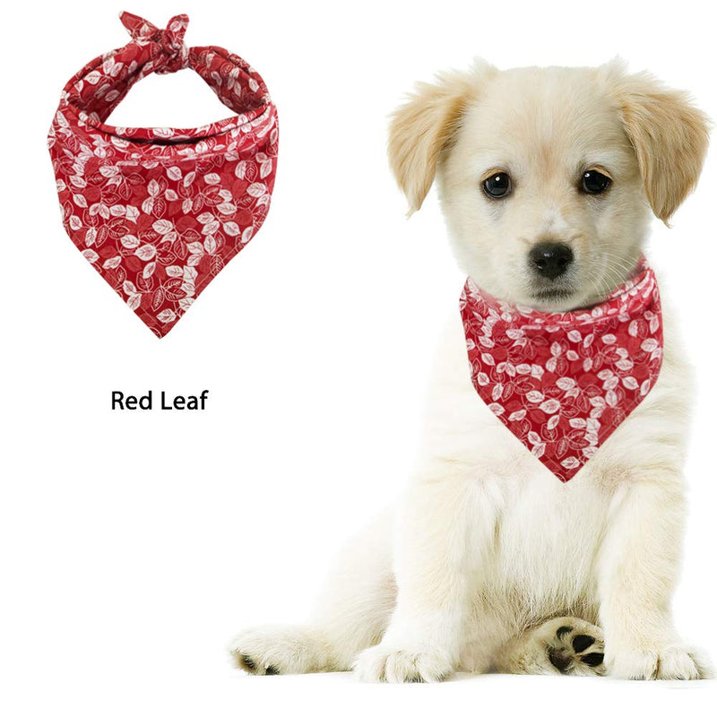 [Australia] - CAROLLIFE Pet Dog Cat Bandana Bibs Triangle Scarfs Adjustable Kerchief Assortment Hankies with Soft Cotton Material for Puppy Dogs and Pet Cats red leaf 