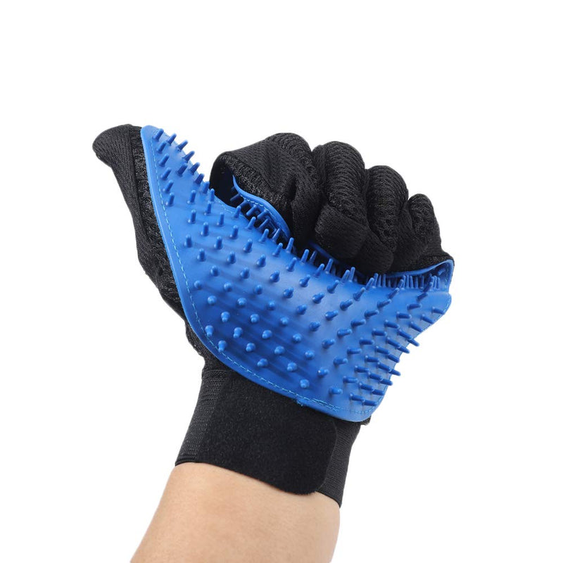 Merauno® Grooming Glove Pet Hair Remover Brush Massage Grooming Glove Dog Cat Massage Effect & Top Hair Protection (Blue, 2 Gloves (One Pair)) Blue 2 Gloves (One Pair) - PawsPlanet Australia