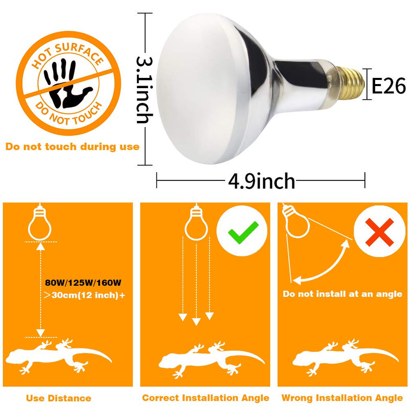 LUCKY HERP UVA+UVB Mercury Vapor Bulb High Intensity Self-Ballasted Heat Basking Lamp/Bulb/Light for Reptile and Amphibian 80W - PawsPlanet Australia