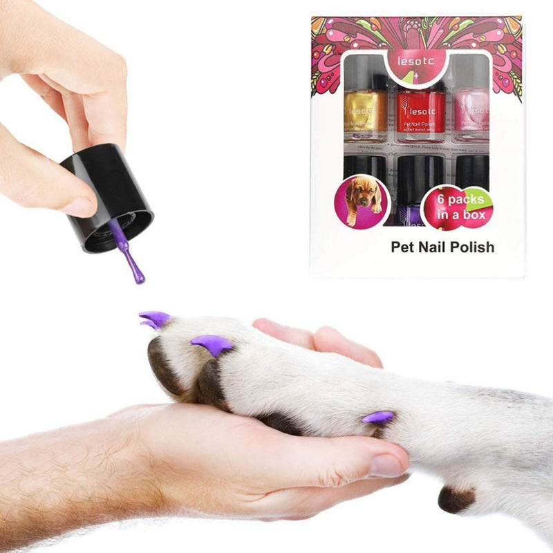 POPETPOP Pet Dog Nail Polish Non-Toxic Water-Base Healthy Ingredients Pet Supplies 6pcs - PawsPlanet Australia