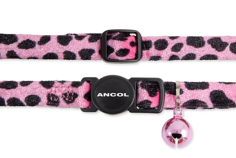 Ancol Acticat Velvet Leopard Print Cat Collar, Pink - PawsPlanet Australia