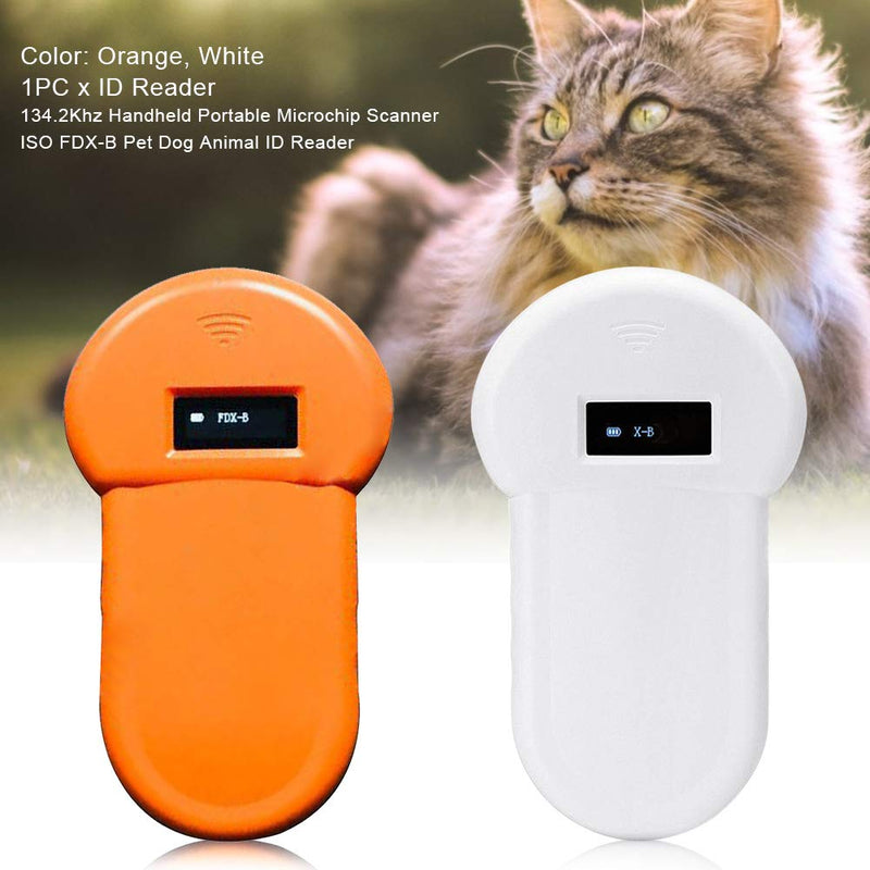 SYCOOVEN Animal ID Reader, 134.2Khz USB Rechargeable Handheld Pet Animal LED ID Reader Portable Microchip Scanner ISO FDX-B for Cats Horse Pet Dog Orange - PawsPlanet Australia