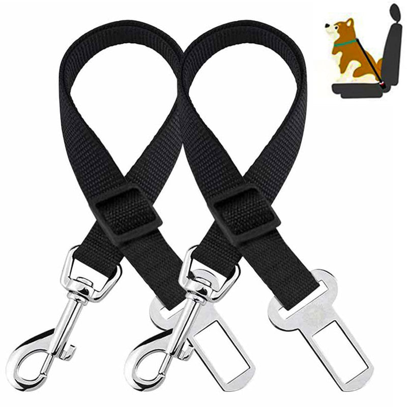 2 pieces dog seat belt car, BOOSHMall dog belt for the car, adjustable seat belt dog seat belt, with strong carabiners, for all dog breeds and car seat trunk, black - PawsPlanet Australia