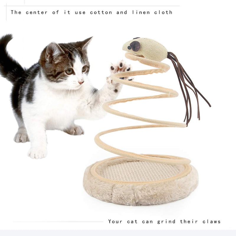 [Australia] - Andiker Interactive Cat Toy, Cat Plush Toy with Spiral Spring Plate and Funny Ball or Mouse Interactive Stainless Steel Spring Rotating Cat Creative Toy to Kill time and Keep Fit 