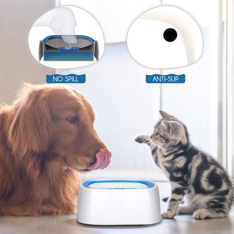 Oumefar 1.5L Non-Wetting Mouth Pet Water Bowl Blue Vehicle Carried Water Bowl for Cats and Dogs Pet Water Feeder with Plastic Bowl - PawsPlanet Australia