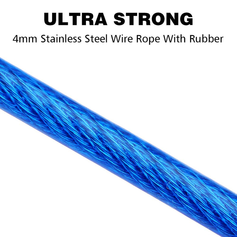 [Australia] - Petbobi 30 Feet Tie Out Cable Chew- Proof for Dog Stake with Durable Spring Rust- Proof Training Tether Reflective Training Runner Pet Lead Great for Playing, Camping and Backyard In Ground (Blue) 