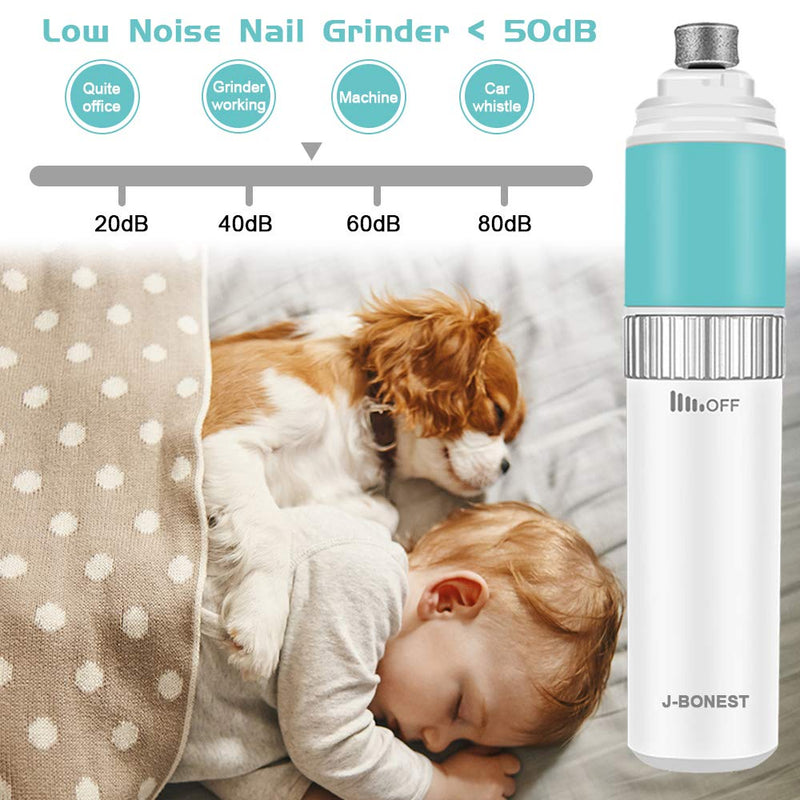 [Australia] - J-Bonest Powerful Dog Nail Grinder with Quite Low Noise 20Hours Long Working Time for Large Medium Small Dogs and Cats, Stepless Speeds Rechargeable Pet Claw Trimmer with Clipper and File 