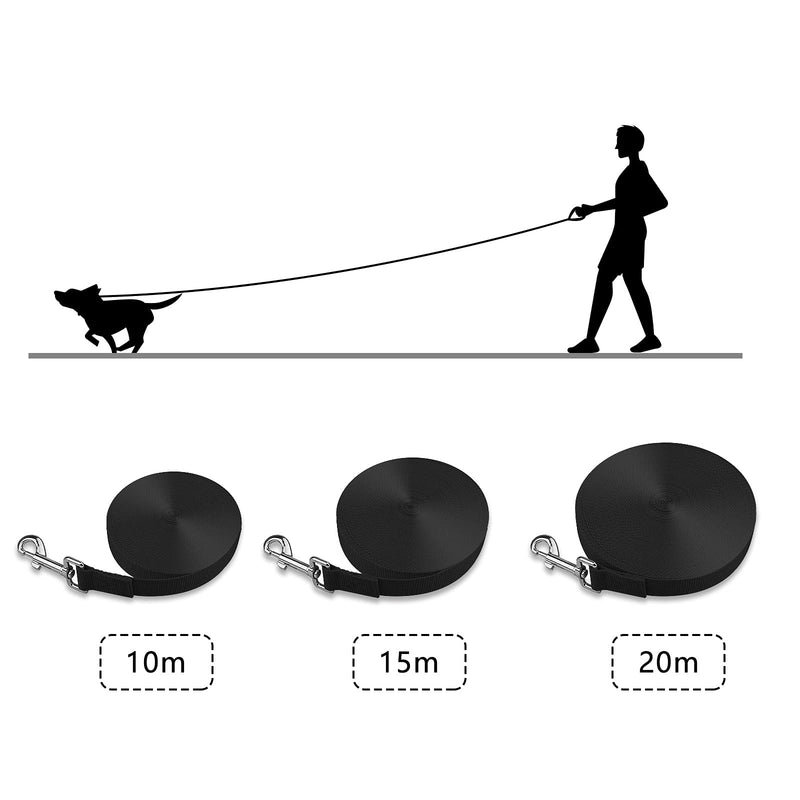 Alfheim Dog Training Lead with Soft Padded Handle, 10m/32FT Strong Webbing Long Line for Swimming Camping Farm Backyard, Dog Recall Training Leash for Puppy Small Medium Large Dogs Black - PawsPlanet Australia