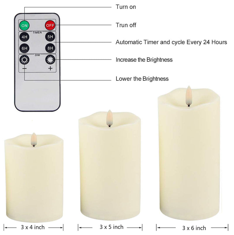 Flickering Flameless Candles, Most Realistic LED Candles with Remote and Timer, Set of 3 Battery Operated Candles for Halloween Home Wedding Birthday Decoration - PawsPlanet Australia