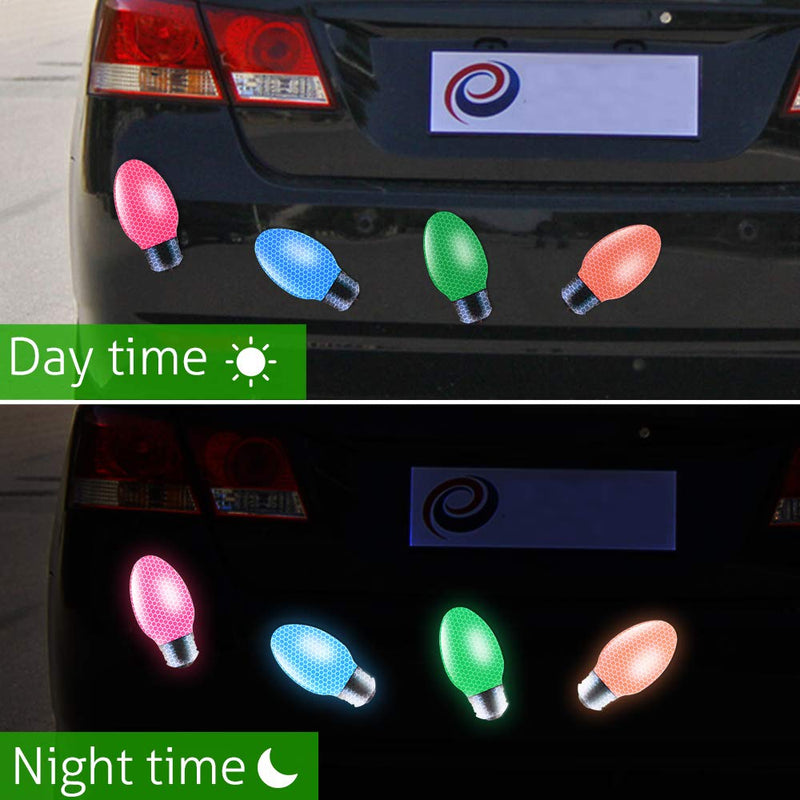 Christmas Decorations Jumbo Reflective Magnet Lights Stickers for Car, Refrigerator, Home, Mailbox Decoration - Fun Christmas Car Decorations Kit 12 Pcs and 12 Color - PawsPlanet Australia