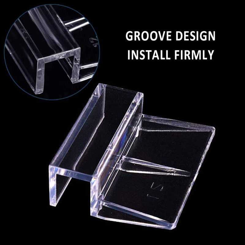 YUIP 8 Pcs Fish Tanks Glass Cover Clip, Transparent Fish Tank Lid Holder Support,12mm Aquariums Fish Tank Acrylic Clips Glass Cover Support Holders Universal Lid Clips for Rimless Aquariums - PawsPlanet Australia