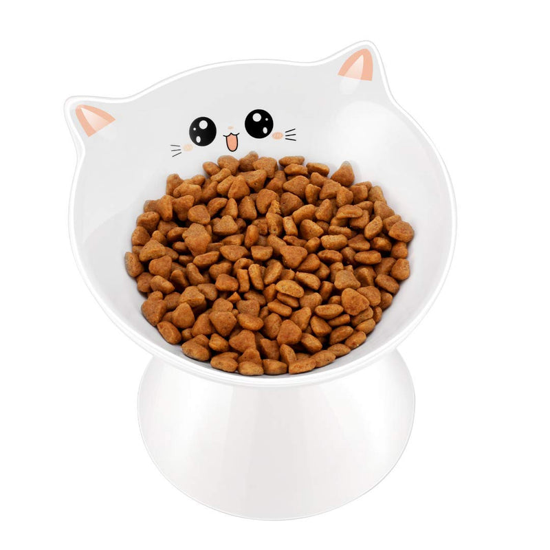 [Australia] - Lollimeow Ceramic Raised Cat Bowls, Elevated Food or Water Bowls, Stress Free, Backflow Prevention, Dishwasher and Microwave Safe, Lead & Cadmium Free FunnyFace 