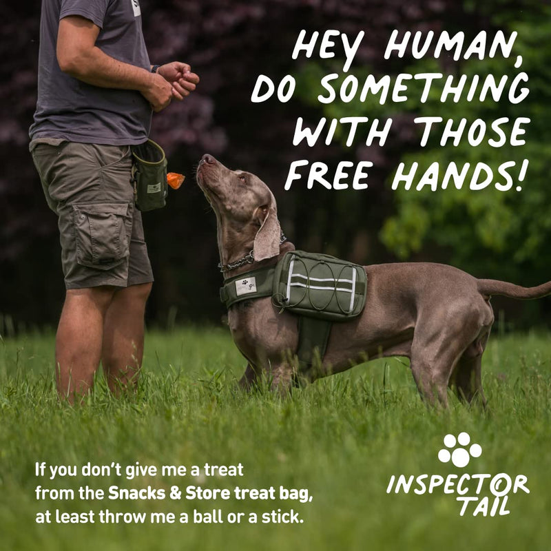 INSPECTOR TAIL Dog Treat Bag with Quick Access to Snacks Toys & Built-in Poop Bag Dispenser/Convenient to Use with 3 Ways to Wear for Training Traveling & Walking - PawsPlanet Australia